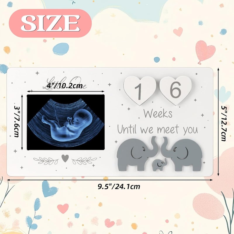 Edenseelake Sonogram Picture Frame with Countdown Weeks, 3x4 Ultrasound Picture Frames for Expecting Parents, Pregnancy Announcement Gender Reveal Party Gift - Image 2